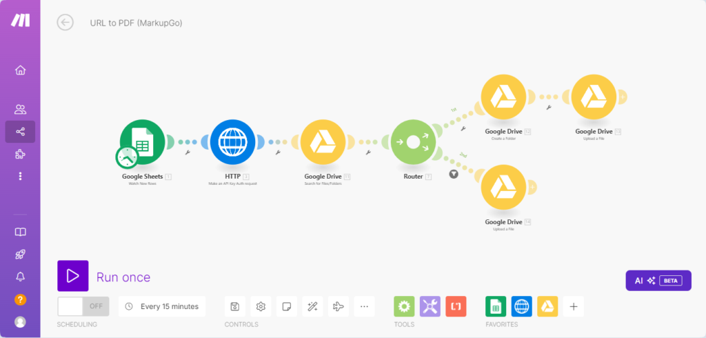 Automate URL-to-PDF Conversion using Make.com